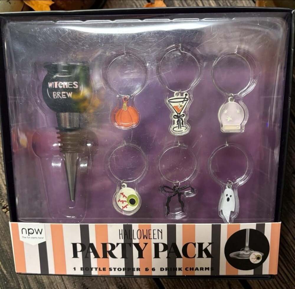 Happy Hour Halloween PARTY PACK Wine Bottle Stopper & Charm Set GHOST WITCH NEW